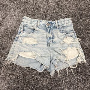 American Eagle Outfitters Ripped Light Blue Jean Shorts